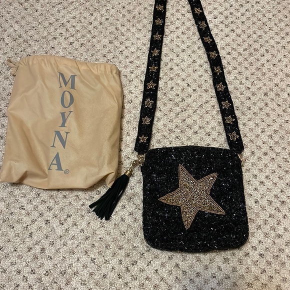 Black and gold star beaded moyna purse - Picture 3 of 6
